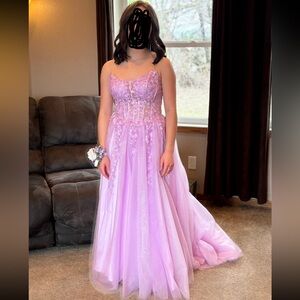 Ladivine by Cinderella Devine Elegant Lavender Strapless Gown